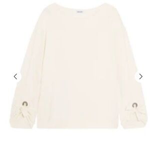 Splendid Cream Madison Avenue bow-detailed cotton-jersey Sweatshirt
